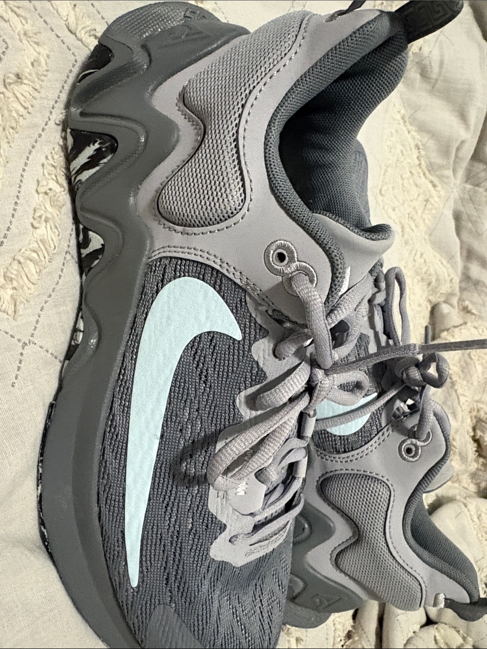 Nike Gray Sneakers with Light Blue Swoosh never worn